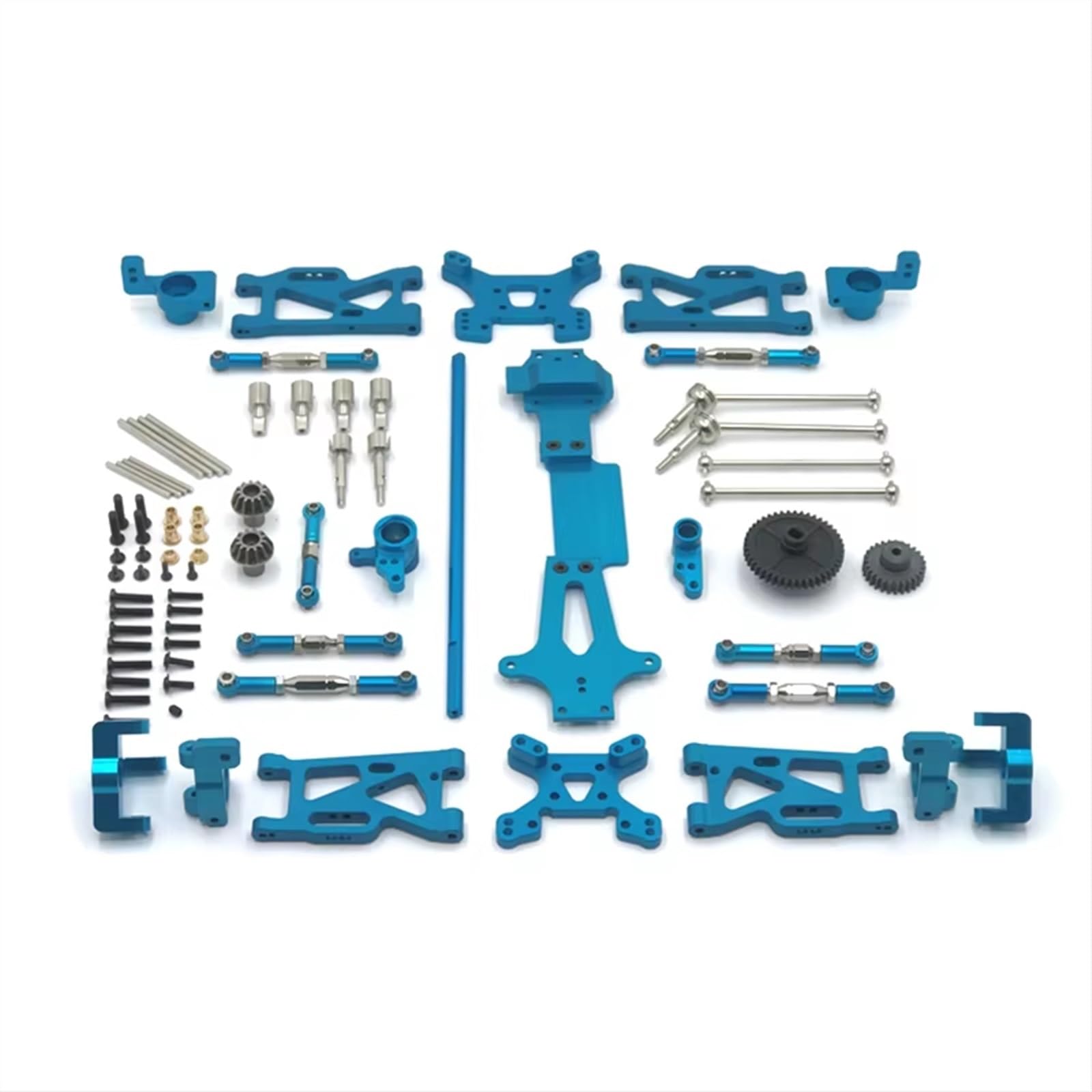 QWHTYO RC Cars Teile Kompatibel Mit WLtoys 144001 144010 144002 1/14 RC Autoteile Metall-Upgrade Für Schwingarm-Antriebswelle Lenkbecher 17-teiliges Set(Blue) von QWHTYO