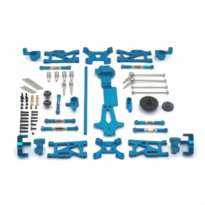 QWHTYO RC Cars Teile Kompatibel Mit WLtoys 144001 144010 144002 1/14 RC Autoteile Metall-Upgrade Für Schwingarm-Antriebswelle Lenkbecher 17-teiliges Set(Blue) von QWHTYO
