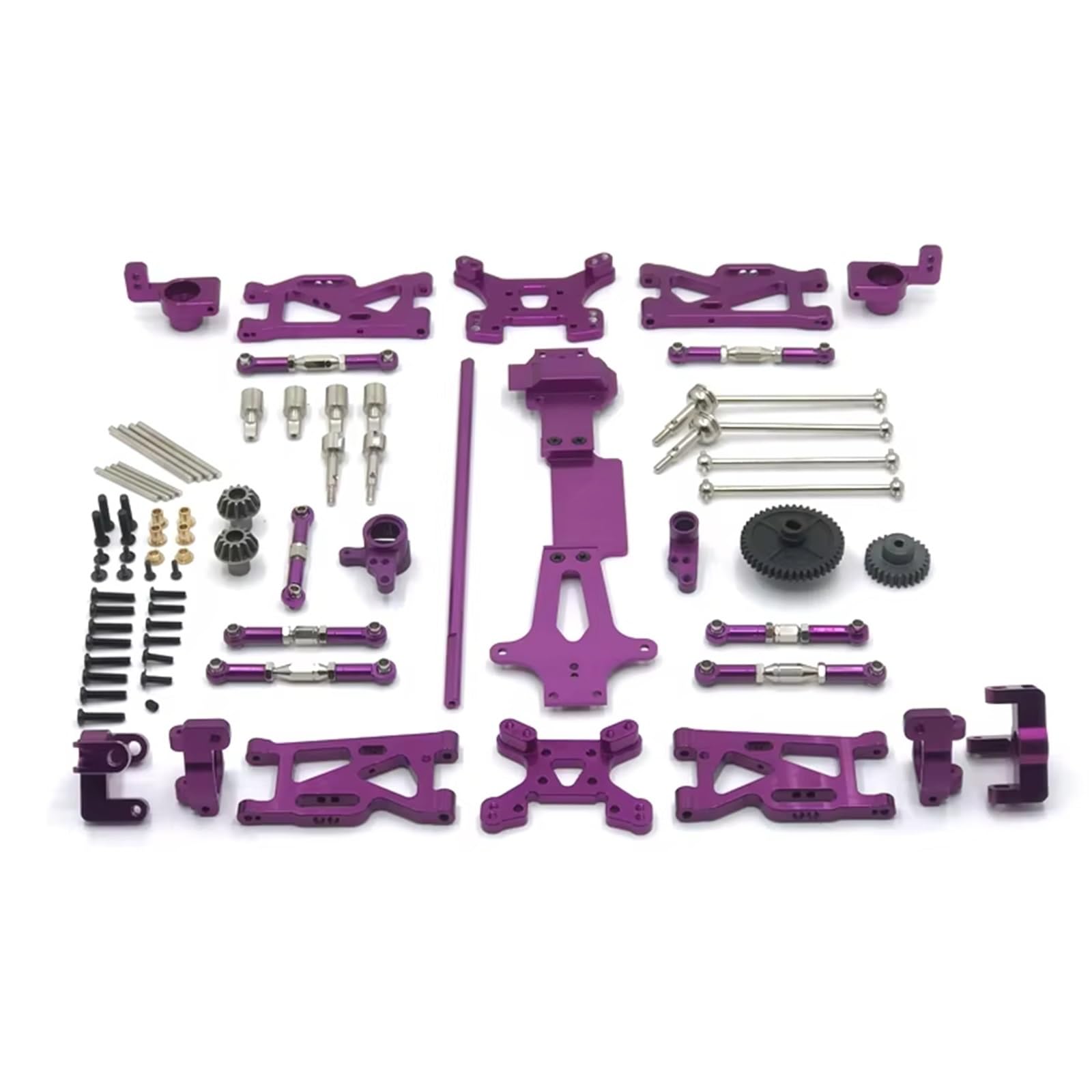 QWHTYO RC Cars Teile Kompatibel Mit WLtoys 144001 144010 144002 1/14 RC Autoteile Metall-Upgrade Für Schwingarm-Antriebswelle Lenkbecher 17-teiliges Set(Purple) von QWHTYO