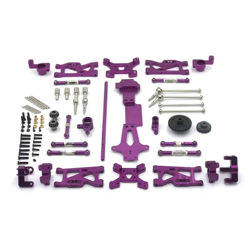 QWHTYO RC Cars Teile Kompatibel Mit WLtoys 144001 144010 144002 1/14 RC Autoteile Metall-Upgrade Für Schwingarm-Antriebswelle Lenkbecher 17-teiliges Set(Purple) von QWHTYO