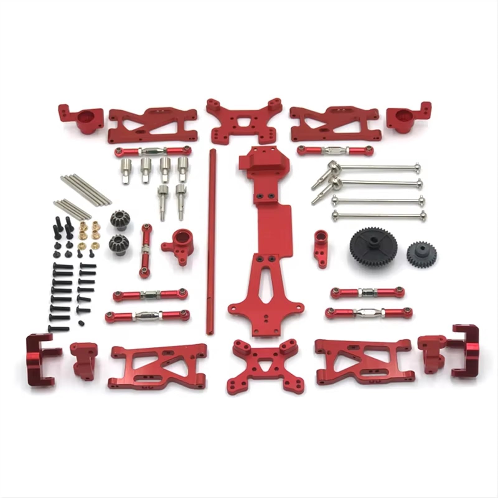 QWHTYO RC Cars Teile Kompatibel Mit WLtoys 144001 144010 144002 1/14 RC Autoteile Metall-Upgrade Für Schwingarm-Antriebswelle Lenkbecher 17-teiliges Set(Red) von QWHTYO