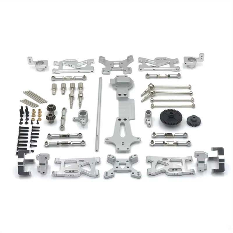 QWHTYO RC Cars Teile Kompatibel Mit WLtoys 144001 144010 144002 1/14 RC Autoteile Metall-Upgrade Für Schwingarm-Antriebswelle Lenkbecher 17-teiliges Set(Silver) von QWHTYO