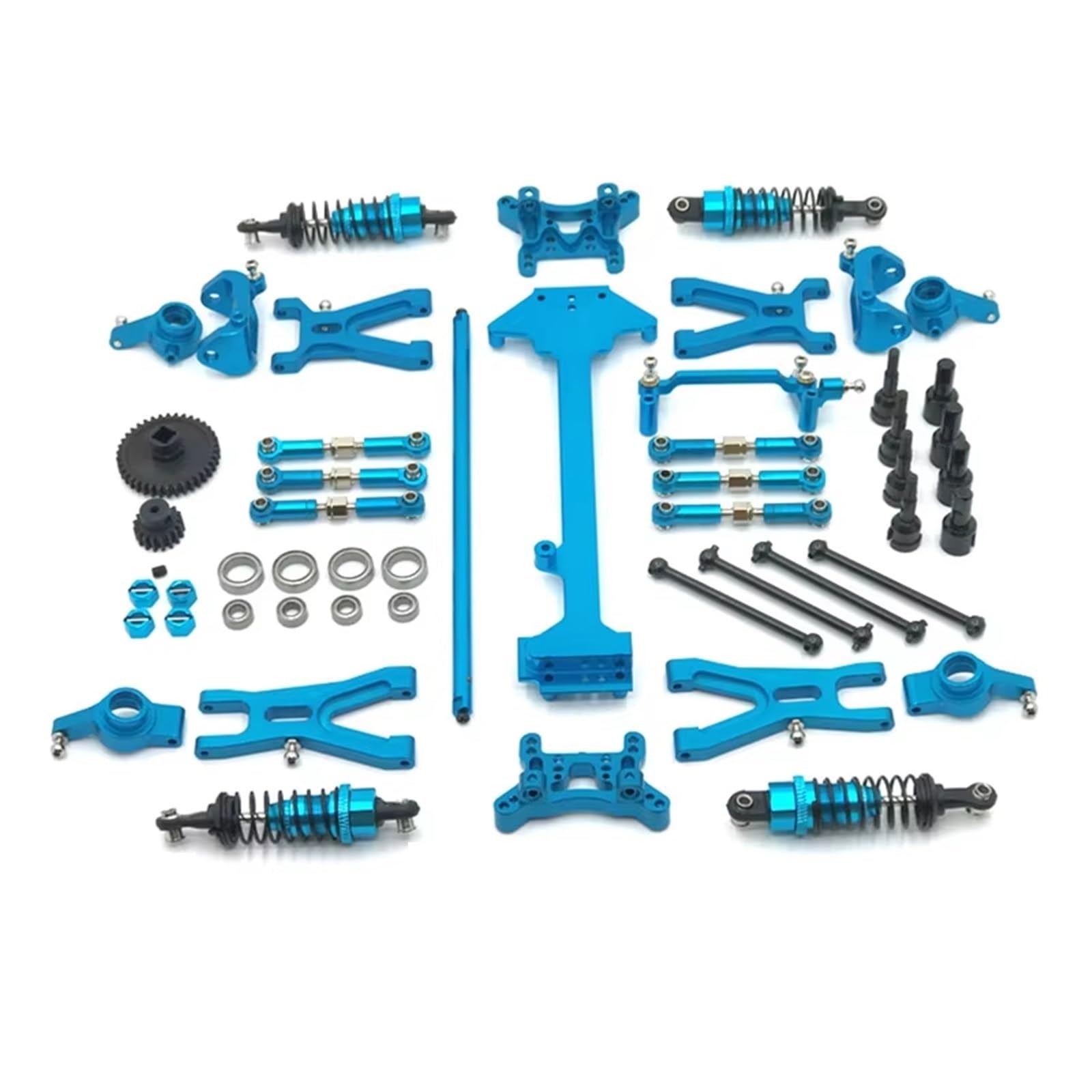 QWHTYO RC Cars Teile Kompatibel Mit WLtoys A949 A959 A969 A979 1/18 RC Auto Modifikation Zubehör Metallteile Kit Antriebswelle Stoßdämpfer Verbindungsstange(Blue) von QWHTYO