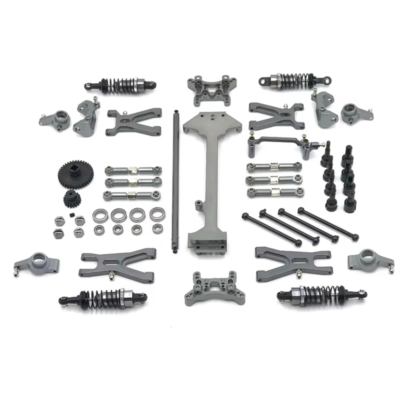 QWHTYO RC Cars Teile Kompatibel Mit WLtoys A949 A959 A969 A979 1/18 RC Auto Modifikation Zubehör Metallteile Kit Antriebswelle Stoßdämpfer Verbindungsstange(Gray) von QWHTYO