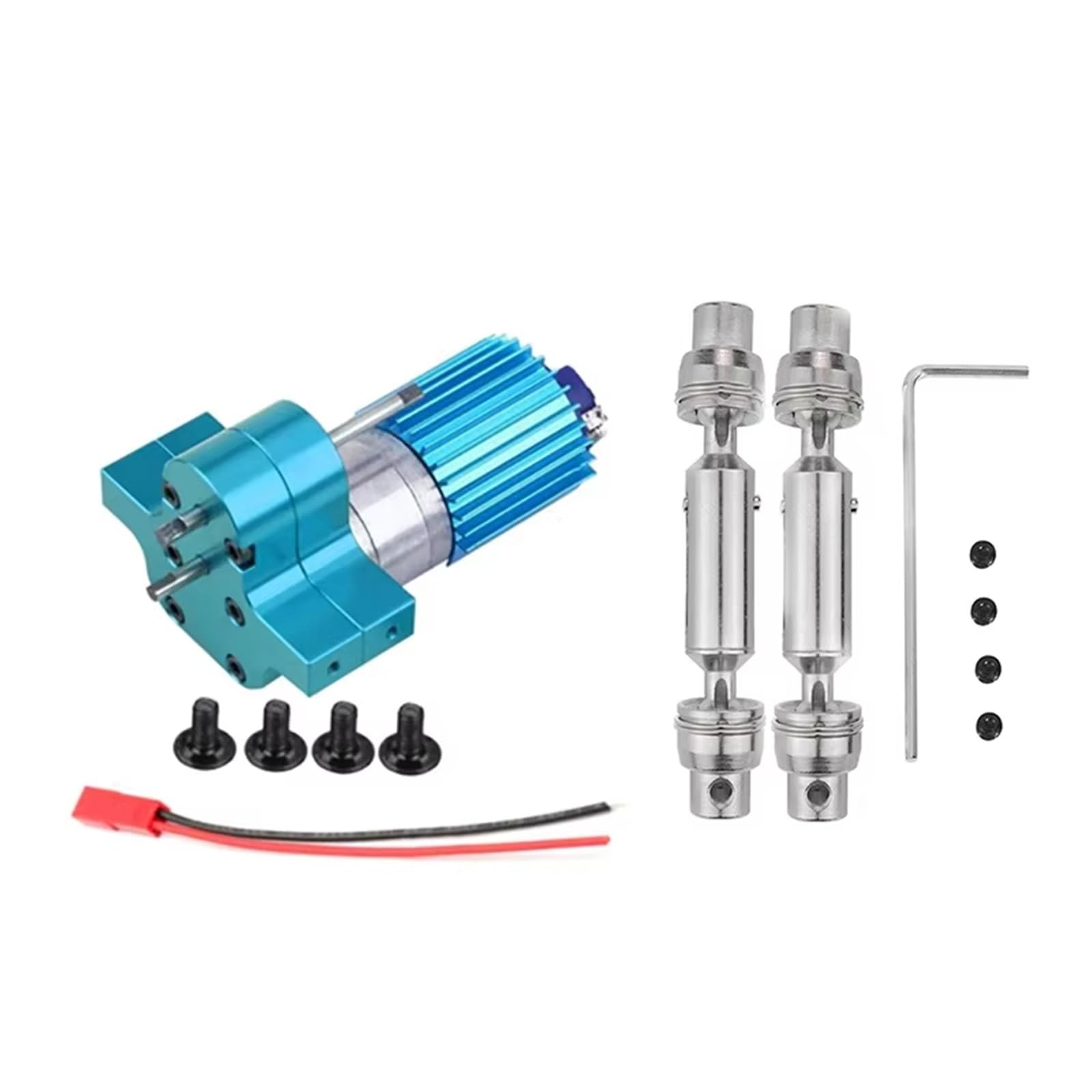 QWHTYO RC Cars Teile Kompatibel Mit WPL Für MN Metallgetriebe Mit Zähnen 370 Getriebemotoren Militärische Sattelschlepper Für Pickup-Trucks Antriebswellen(Blue) von QWHTYO