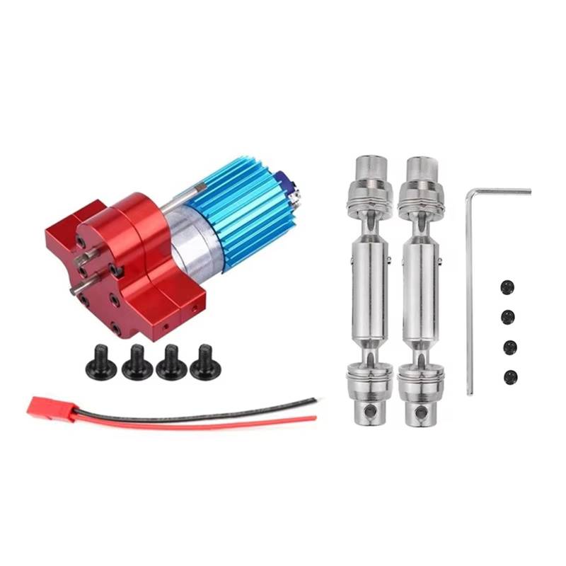 QWHTYO RC Cars Teile Kompatibel Mit WPL Für MN Metallgetriebe Mit Zähnen 370 Getriebemotoren Militärische Sattelschlepper Für Pickup-Trucks Antriebswellen(Red) von QWHTYO