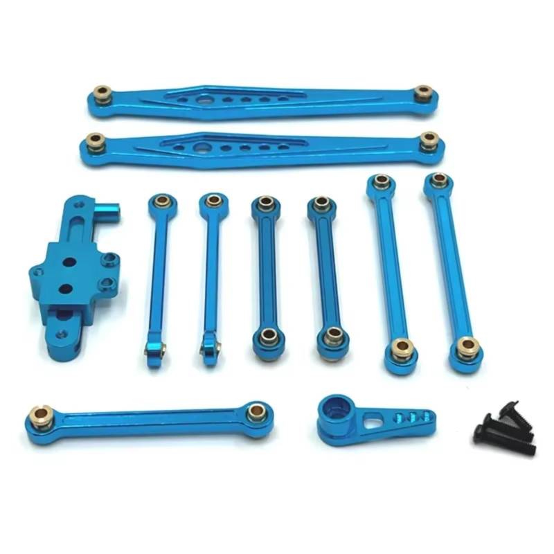 QWHTYO RC Cars Teile Kompatibel Mit Wltoys 124006 12423 12427 12428 1/12 RC Auto Metall-Upgrade-Teile-Kit Lenkungsbaugruppe Verbindungsstange Servoarm(Blue) von QWHTYO
