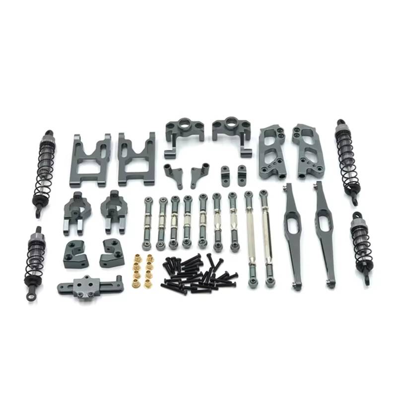 QWHTYO RC Cars Teile Kompatibel Mit Wltoys 12427 12428 12423 FY-03 1/12 RC Auto Metall Verbesserte Ersatzteile Lenkschale Für Schwingarmkörper Stangenstoßdämpfer(Gray) von QWHTYO