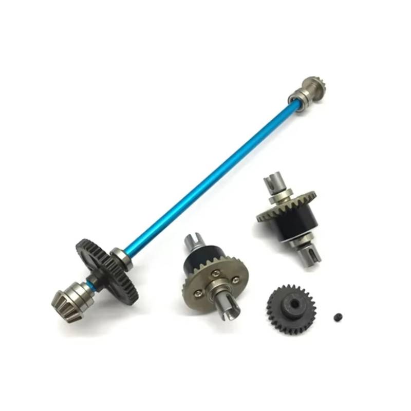 QWHTYO RC Cars Teile Kompatibel Mit Wltoys 144001 1/14 RC Autoteile Ersatzteile Metalldifferential Zentralantriebswelle Untersetzungsgetriebe Motorgetriebe(Blue) von QWHTYO