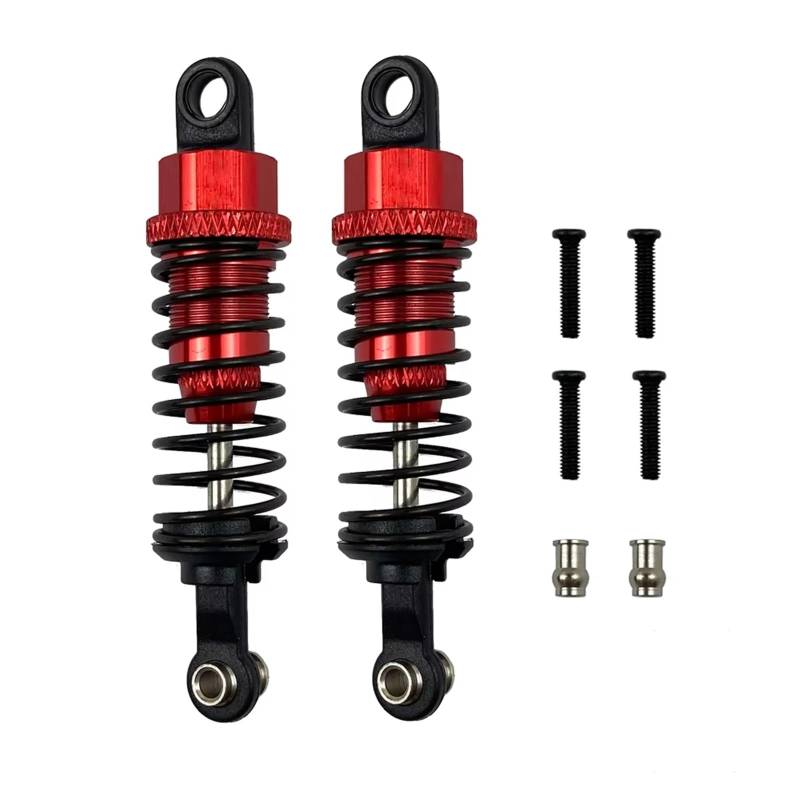 QWHTYO RC Cars Teile Kompatibel Mit Wltoys A959 A969 Für WPL C14 C24 Für MN D90 D91 Rc Auto Fernbedienung 2 PCS Aluminium Stoßdämpfer Upgrade Teile(Red) von QWHTYO