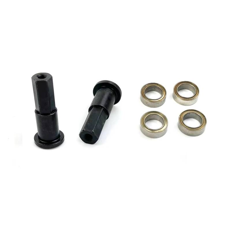 QWHTYO RC Cars Teile Kompatibel Mit Wpl D12 1/10 Rc Truck Car Parts 5MM Metall Front Combiner Radnabe Sechskantadapter Mit Lager-Upgrade-Zubehör(Black) von QWHTYO