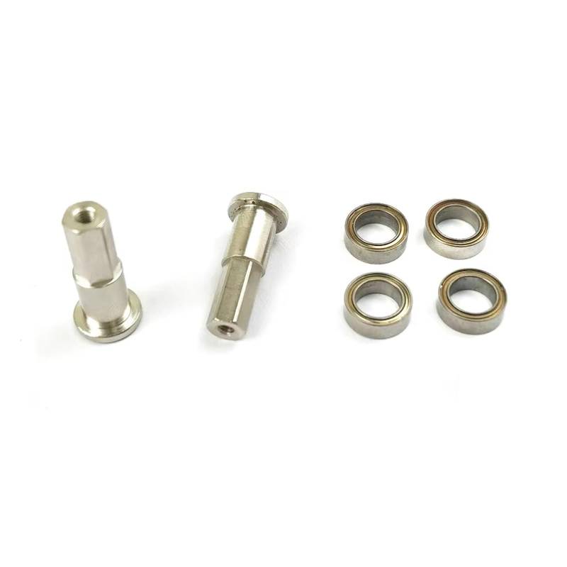 QWHTYO RC Cars Teile Kompatibel Mit Wpl D12 1/10 Rc Truck Car Parts 5MM Metall Front Combiner Radnabe Sechskantadapter Mit Lager-Upgrade-Zubehör(Silver) von QWHTYO