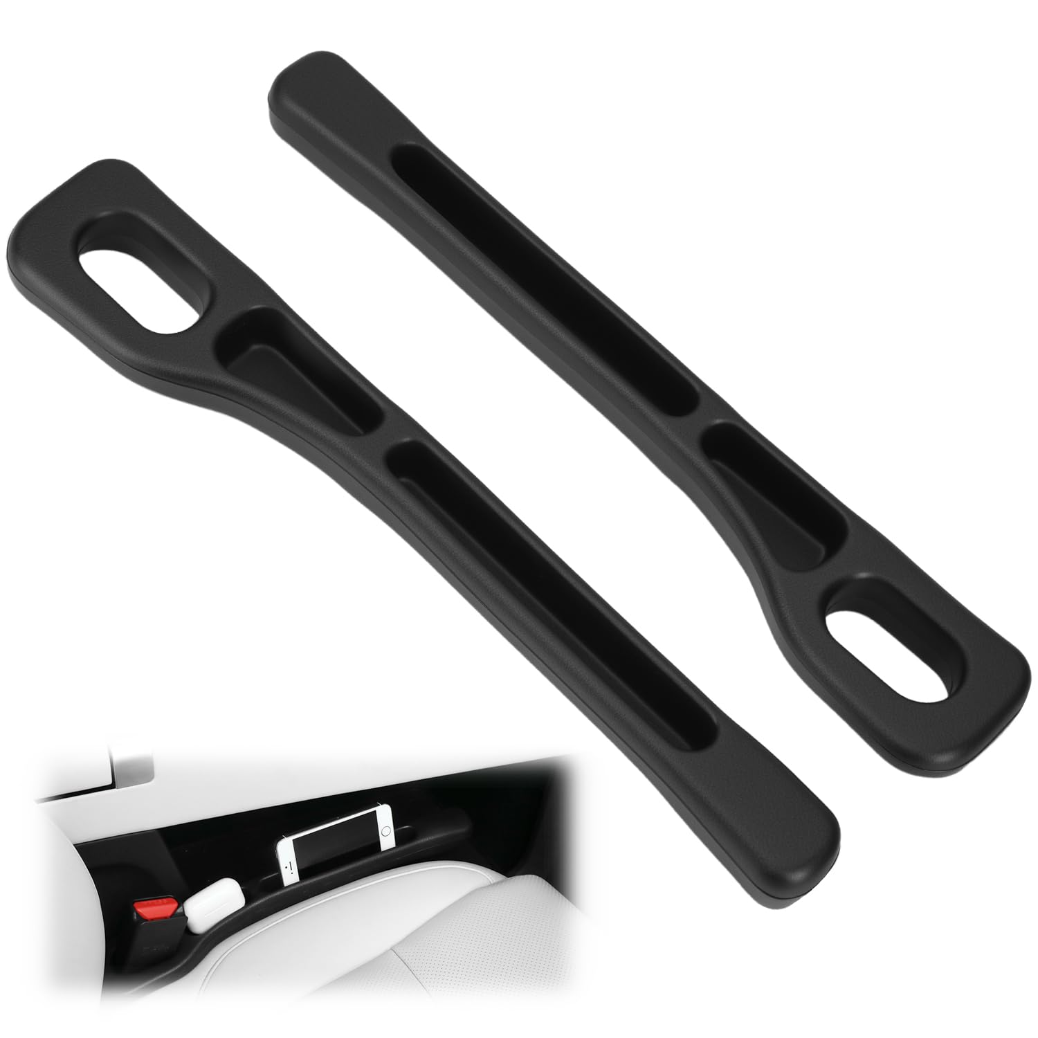 QWORK® 2 Stück Universal Autositz Lückenfüller, Autositz Gap Organizer aus PU-Leder, Autositz Spaltfüller, für Auto, SUV, LKW von QWORK