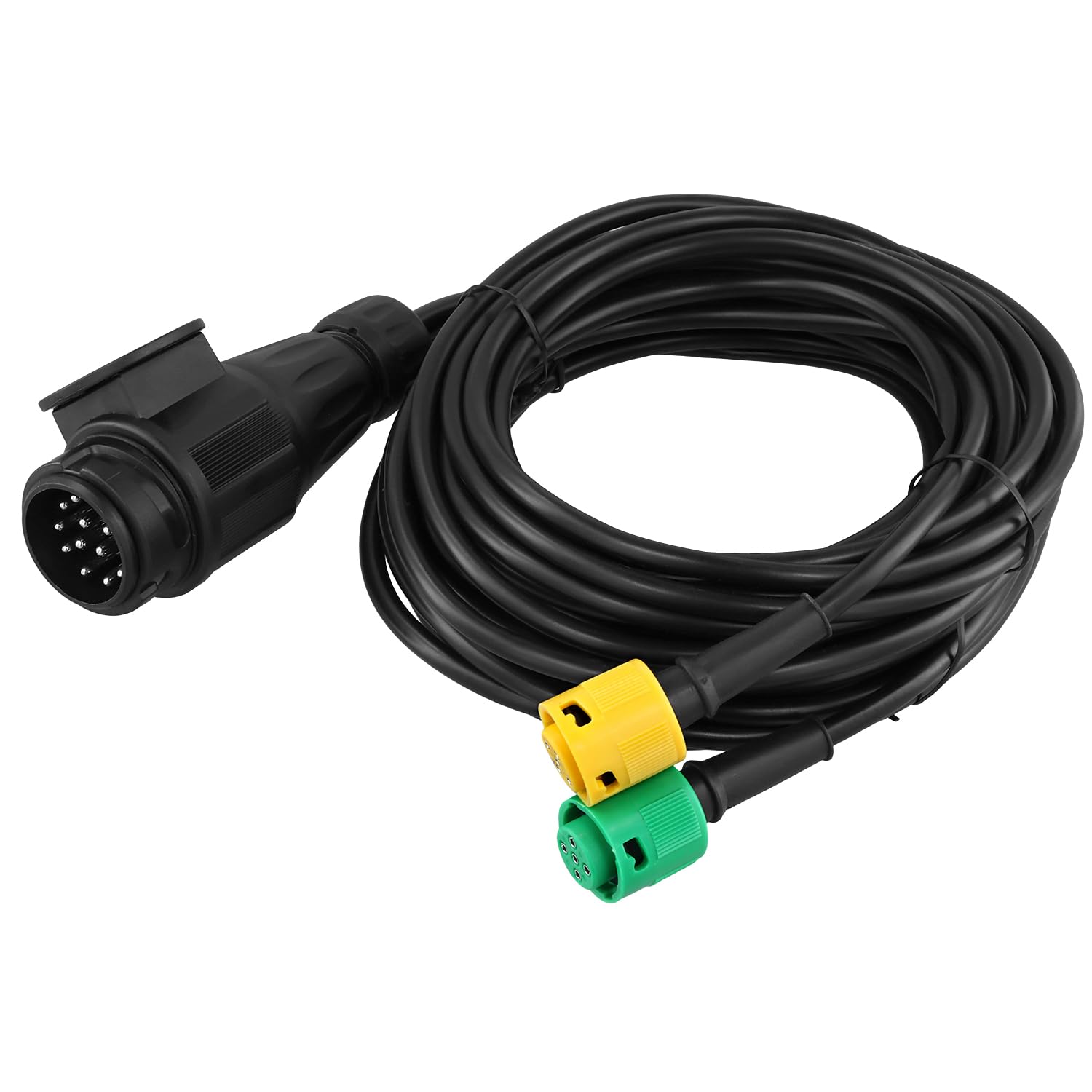 QWORK® 5 Meter Kabelsatz für Anhänger, 13-polig Stecker auf 2X 5-polig Stecker, für Anhängerbeleuchtung Rückleuchten von QWORK