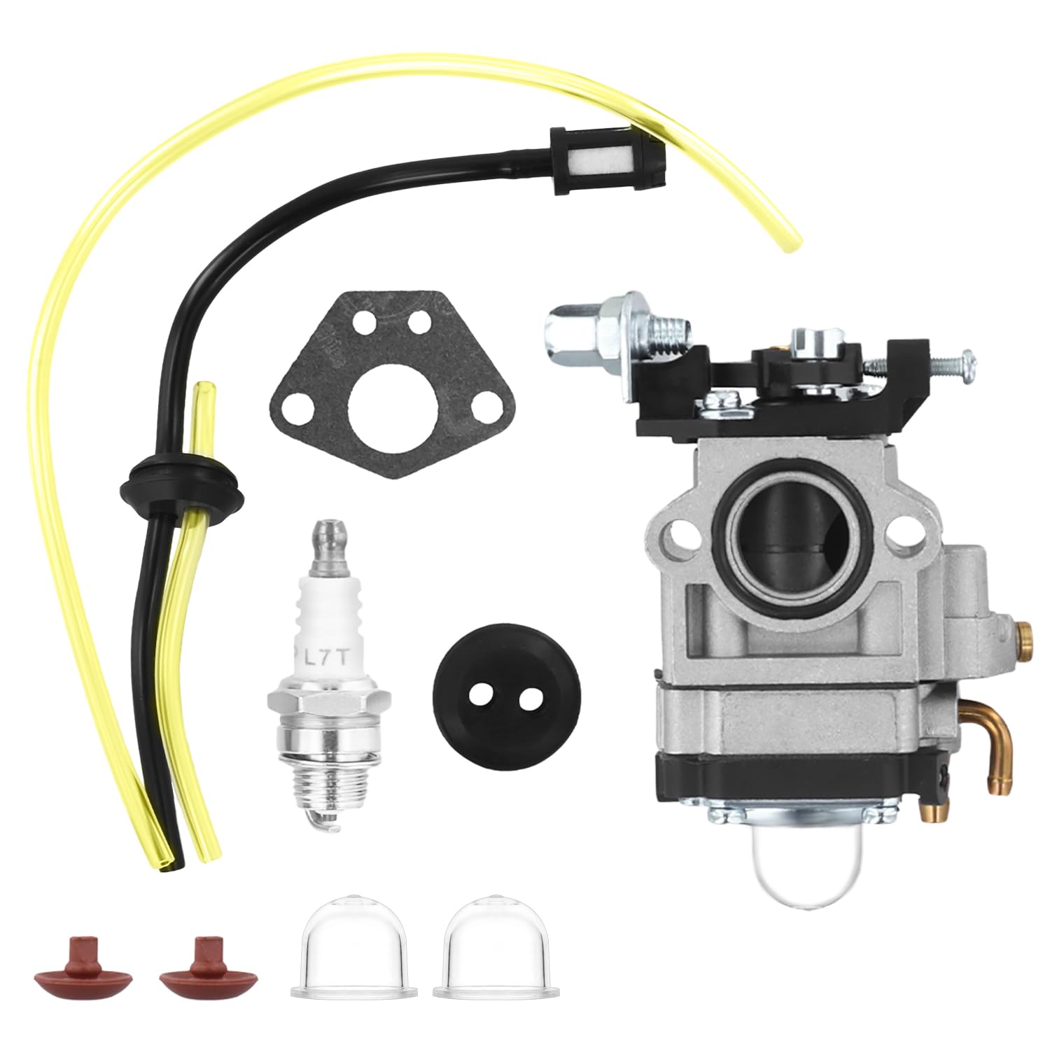 QWORK® Vergaserset für 52ccm, 49ccm, 43ccm Motorsense, für Rasenmäher Zubehör, mit Zubehör von QWORK