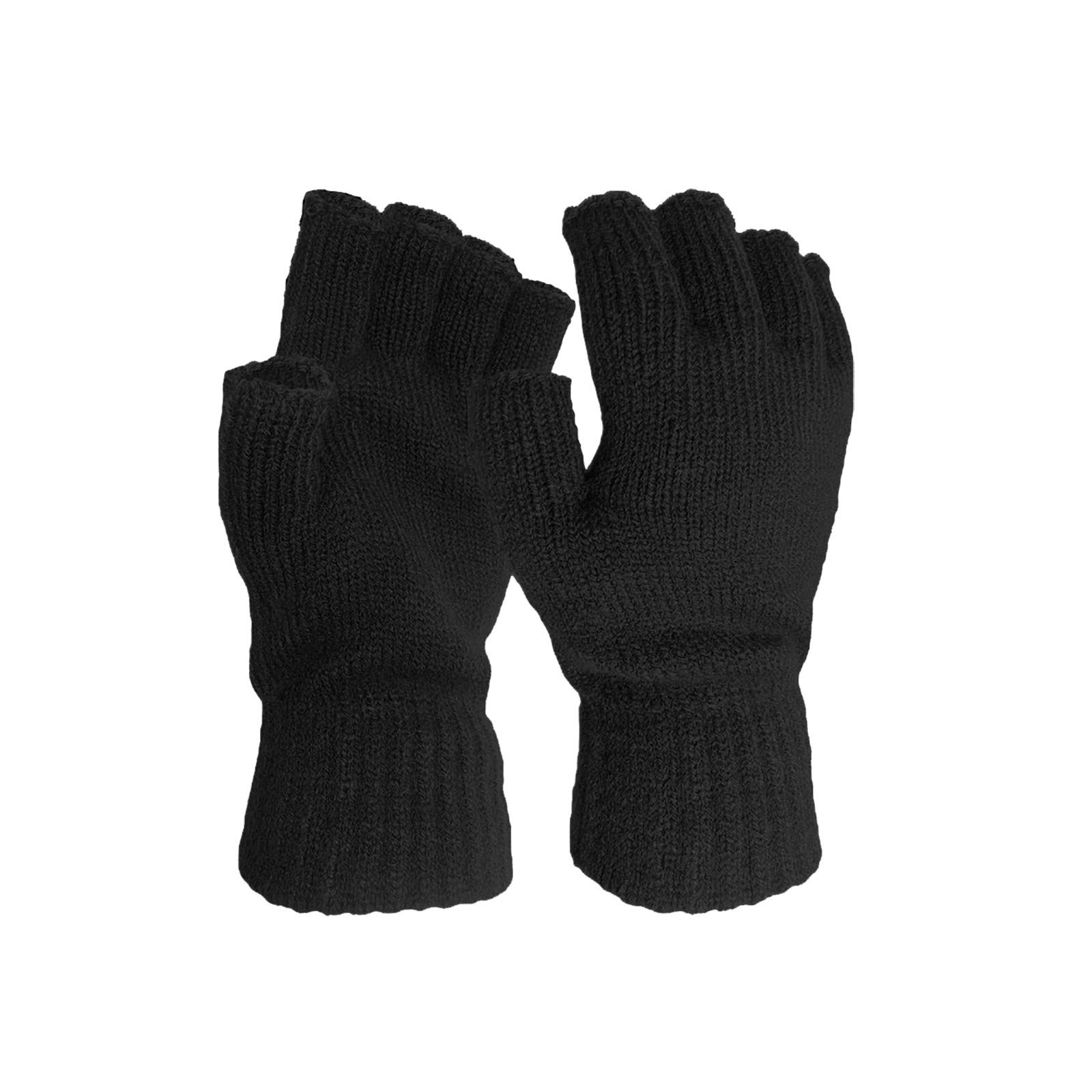 QWUVEDS Warm Women Winter Handschuh und Color Halfinger Strickhandschuh für Herren Dünne Handschuhe Ohne Finger (Black, One Size) von QWUVEDS
