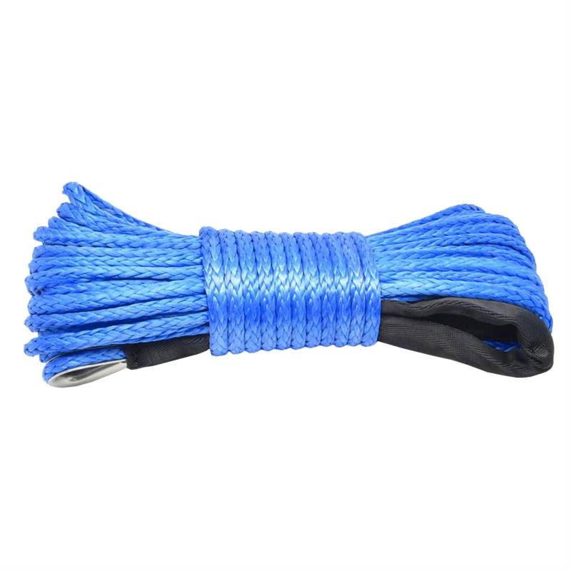 Abschleppseil Synthetisches Windenseil, 1/4 Zoll x 50 Fuß, 7700 Pfund, Anhängerwinden-Seilkabel mit Haken, ATV-Abschleppseil for SUV, UTV, ATV-Winden, LKW, Boot(Blue) von QWWQYDY