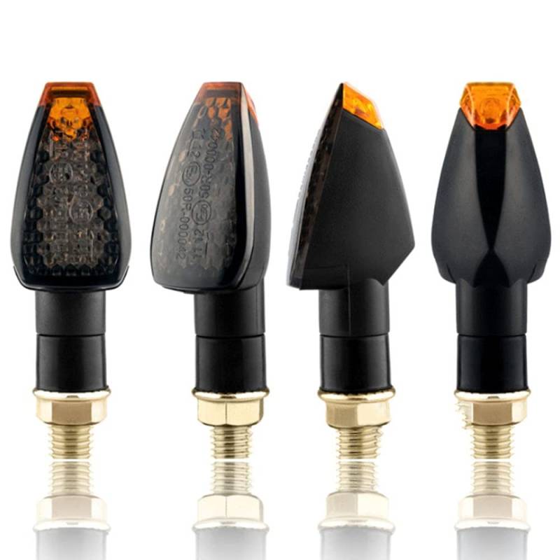 Blinker Motorrad,Motorrad Blinker 12V Motorrad Blinker Blinker Blinker Indikator Lichter Bernstein Blinklicht(Black) von QXYOGO