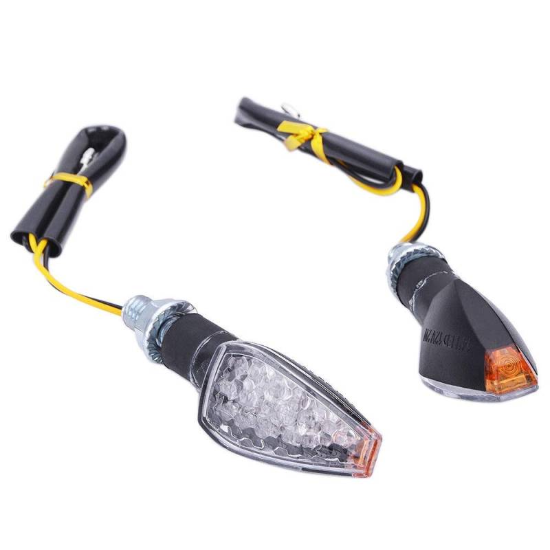Blinker Motorrad,Motorrad Blinker 2 STÜCKE Universal 12V Blinkende Blinker Motorradlichter Rücken Blinker Indikator Schwanz Licht Passend Für BMW Cafe Racer(Clear) von QXYOGO