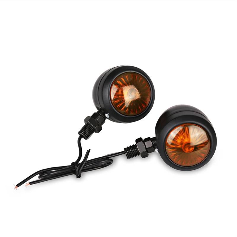 Blinker Motorrad,Motorrad Blinker Motorrad Blinker Indikator Universal 12V Retro Motorrad Signal Beleuchtung Metall Blinker 2 PC Schwarz Chrome(2PC Black) von QXYOGO