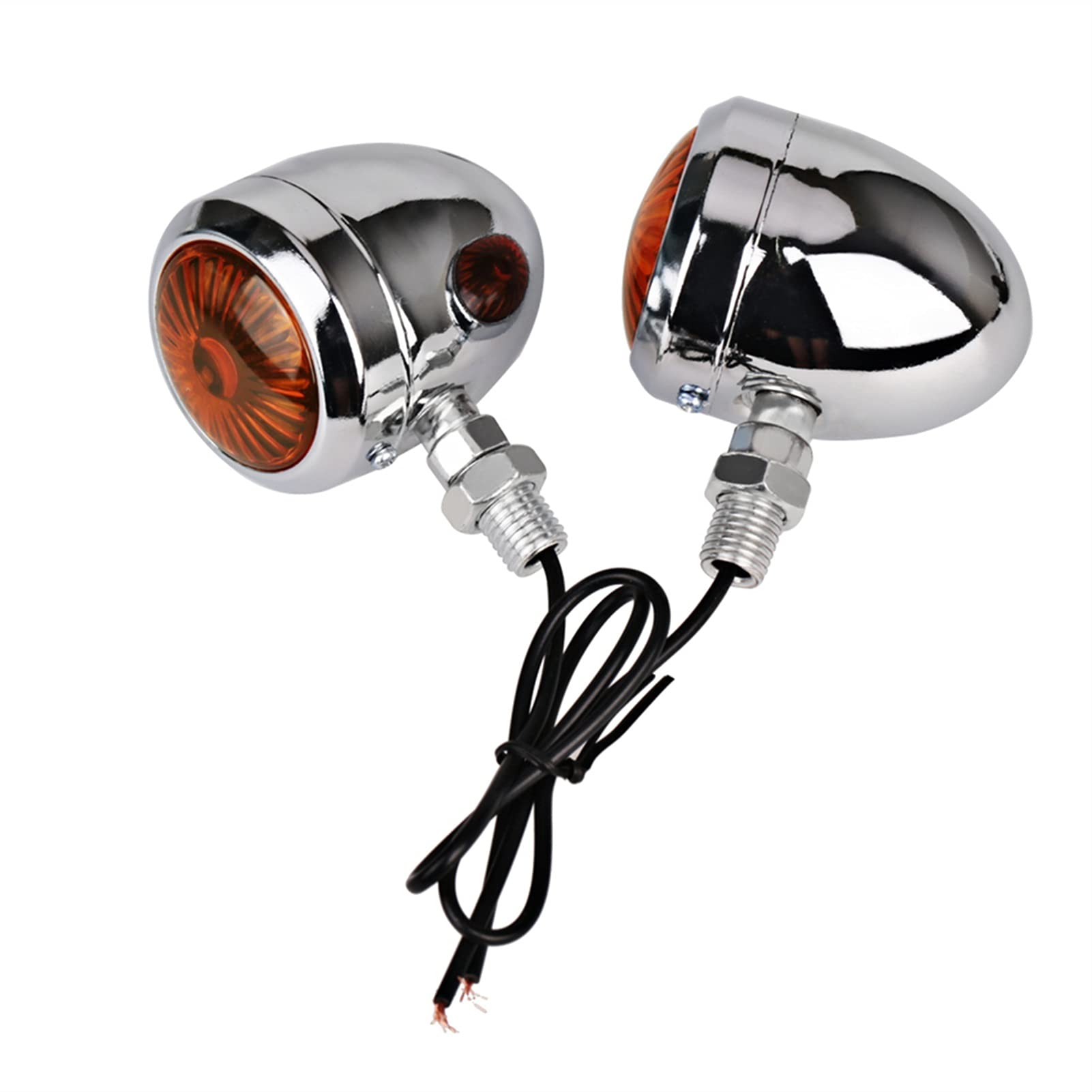 Blinker Motorrad,Motorrad Blinker Motorrad Blinker Indikator Universal 12V Retro Motorrad Signal Beleuchtung Metall Blinker 2 PC Schwarz Chrome(2PC Chrome) von QXYOGO