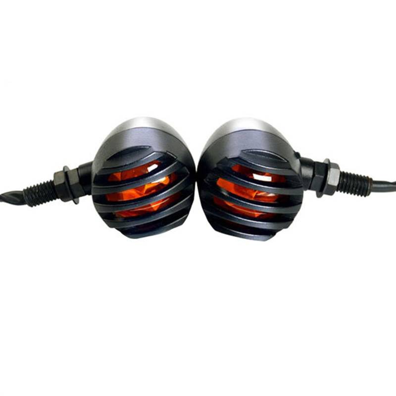 Blinker Motorrad,Motorrad Blinker Retro Motorrad Blinker Licht Bullet Black Grid Bremsleuchte Blinker Signal Blinker(2pcs) von QXYOGO
