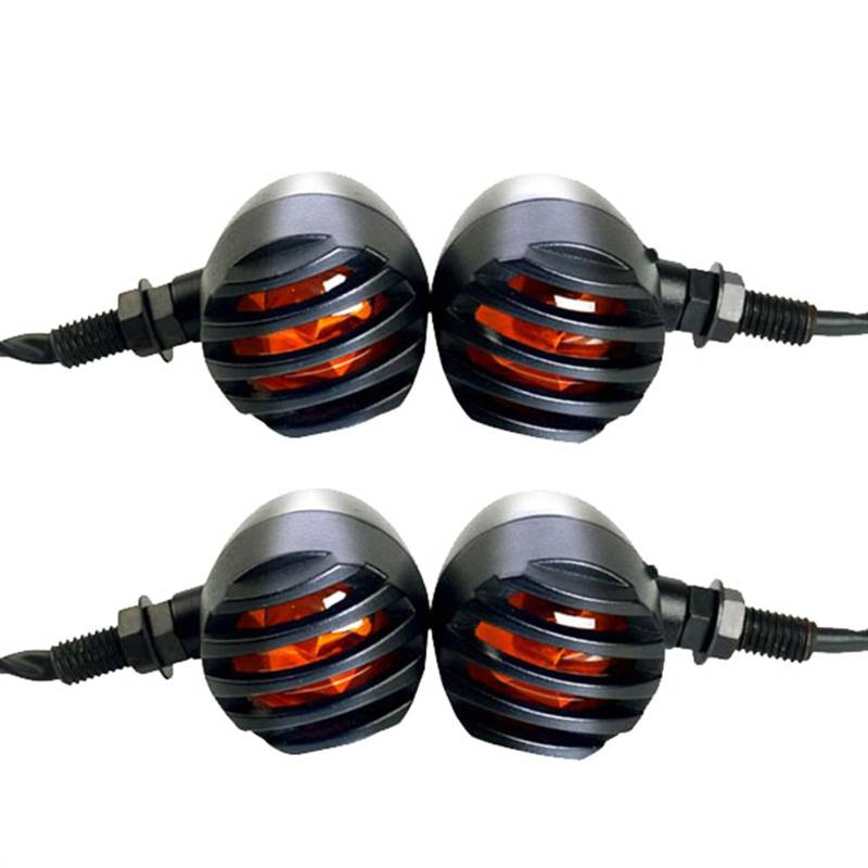 Blinker Motorrad,Motorrad Blinker Retro Motorrad Blinker Licht Bullet Black Grid Bremsleuchte Blinker Signal Blinker(4pcs) von QXYOGO