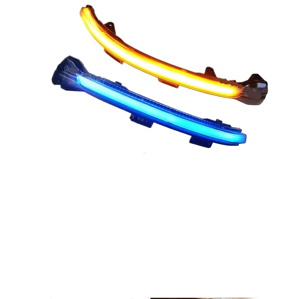 Spiegelblinker Dynamische,Dynamische Blinker 2 stücke Dynamische Blinker Licht LED Seite Rückspiegel Anzeige Lampe Fit Verwenden for VW Golf 7 7,5(Dynamic Blue Yellow) von QXYOGO