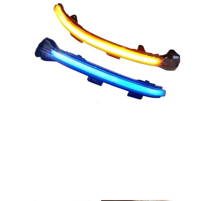 Spiegelblinker Dynamische,Dynamische Blinker 2 stücke Dynamische Blinker Licht LED Seite Rückspiegel Anzeige Lampe Fit Verwenden for VW Golf 7 7,5(Dynamic Blue Yellow) von QXYOGO