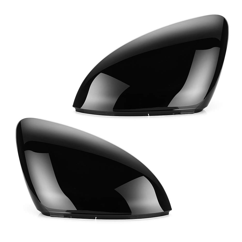 Spiegelkappen,Auto Rückspiegel Abdeckung 2 Stück Passend für VW Golf MK7 7.5 GTI 7 7R Spiegelabdeckungen Caps Rückspiegel-Fall-Abdeckung Carbon Look Hellschwarz Mattchromabdeckung(Bright Black) von QXYOGO