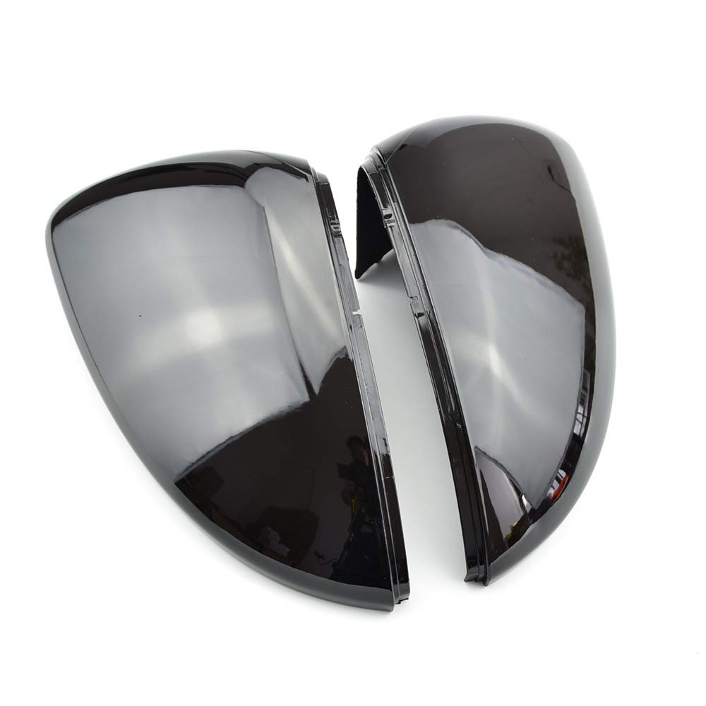 Spiegelkappen,Auto Rückspiegel Abdeckung Passend für VW Golf GTI MK7 7 7R MK7.5 Touran L E-GOLF-Auto-Carbon-Faser-Seitenrückspiegel-Kappen-Abdeckung Trim Seitenspiegel Abdeckkappen(Bright black) von QXYOGO