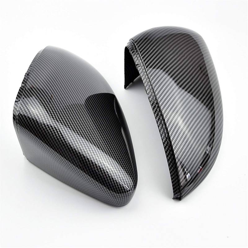 Spiegelkappen,Auto Rückspiegel Abdeckung Passend für VW Golf GTI MK7 7 7R MK7.5 Touran L E-GOLF-Auto-Carbon-Faser-Seitenrückspiegel-Kappen-Abdeckung Trim Seitenspiegel Abdeckkappen(Carbon Look black) von QXYOGO