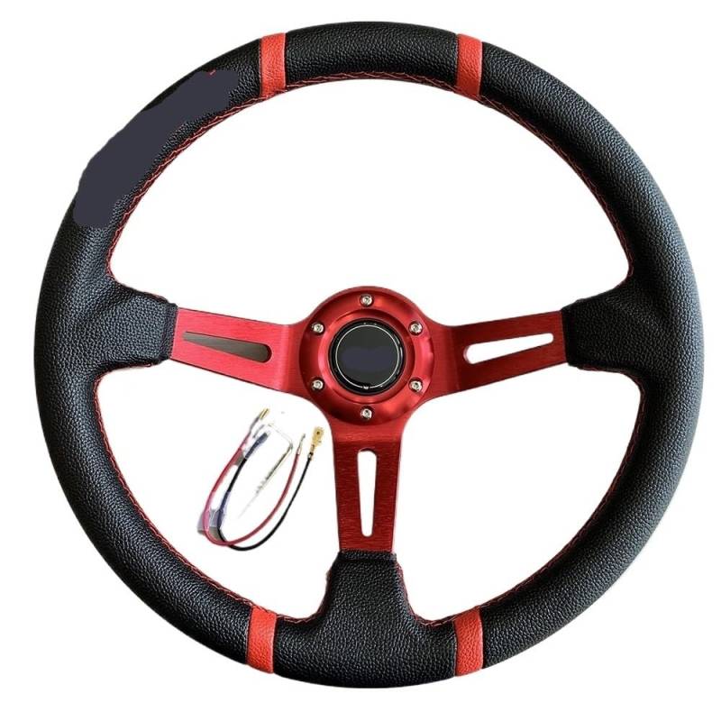 Sportlenkrad,Drifting Steering Wheel,Lenkrad 14 Zoll 350mm Rennlenkrad PVC Umrüstung Sportwagen Lenkrad(001-GZFXP115-20) von QXYOGO
