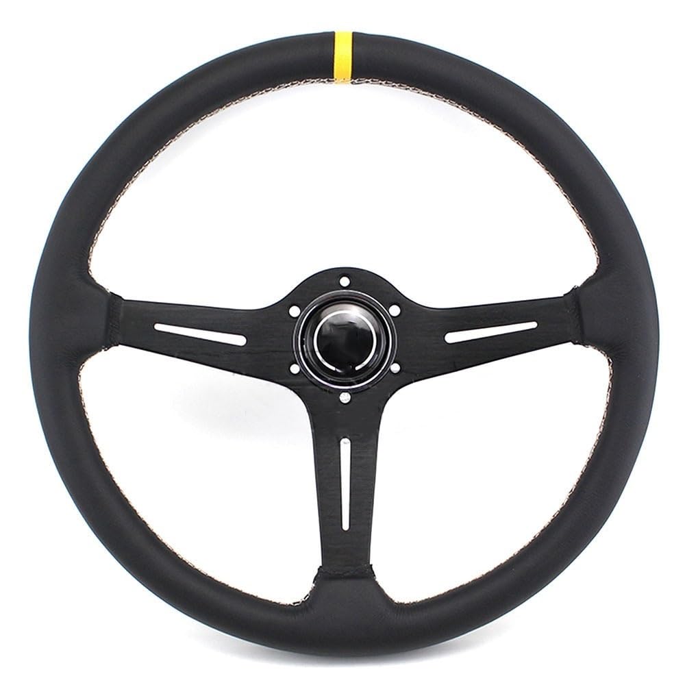 Sportlenkrad,Drifting Steering Wheel,Lenkrad 15 Zoll 380MM Auto-Modifikationslenkrad Offroad-Leder-Rennlenkrad-Werkzeuge(1) von QXYOGO