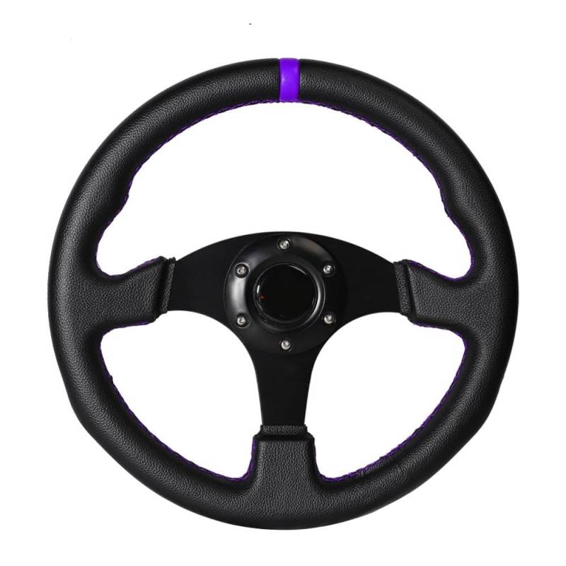 Sportlenkrad,Drifting Steering Wheel,Lenkrad 330mm 13 Zoll Flache Lenkrad Aluminium PVC Simulation Racing Spiel Lenkrad(Purple) von QXYOGO