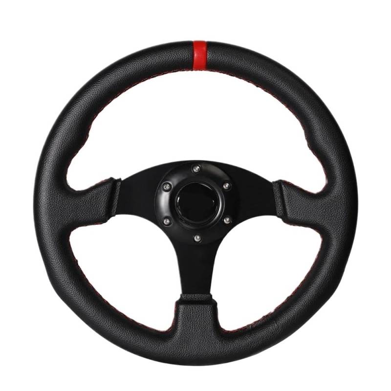 Sportlenkrad,Drifting Steering Wheel,Lenkrad 330mm 13 Zoll Flache Lenkrad Aluminium PVC Simulation Racing Spiel Lenkrad(Red) von QXYOGO