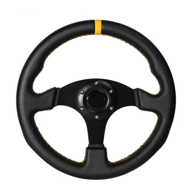 Sportlenkrad,Drifting Steering Wheel,Lenkrad 330mm 13 Zoll Flache Lenkrad Aluminium PVC Simulation Racing Spiel Lenkrad(Yellow) von QXYOGO