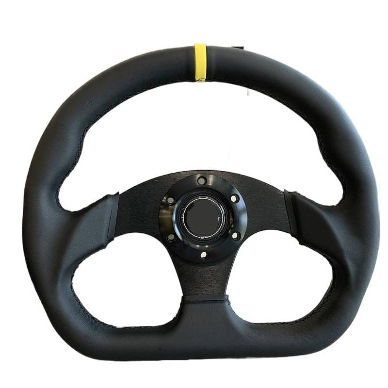 Sportlenkrad,Drifting Steering Wheel,Lenkrad 330mm 13 Zoll Racing Flache Lenkrad Schwarz Nähte Lenkrad(A) von QXYOGO