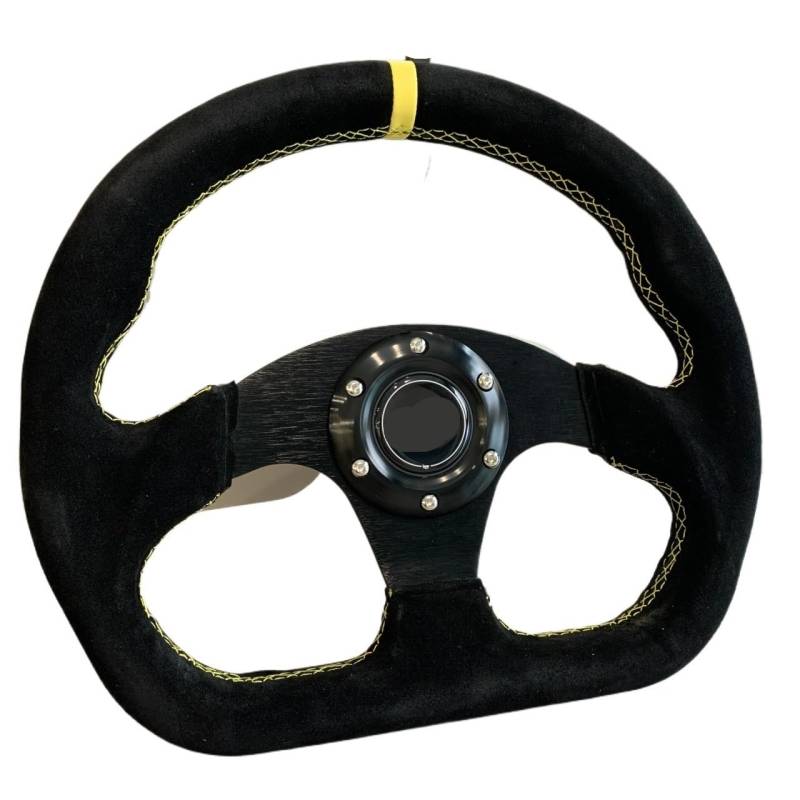 Sportlenkrad,Drifting Steering Wheel,Lenkrad 330mm 13 Zoll Racing Flache Lenkrad Schwarz Nähte Lenkrad(B) von QXYOGO