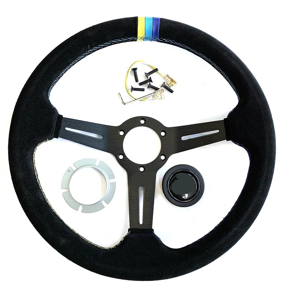 Sportlenkrad,Drifting Steering Wheel,Lenkrad Autolenkrad Wildleder Modifiziertes Rennlenkrad Sportlenkrad,Drifting Steering Wheel,Lenkrad Autolenkrad Wildleder Modifiziertes Rennlenkrad von QXYOGO