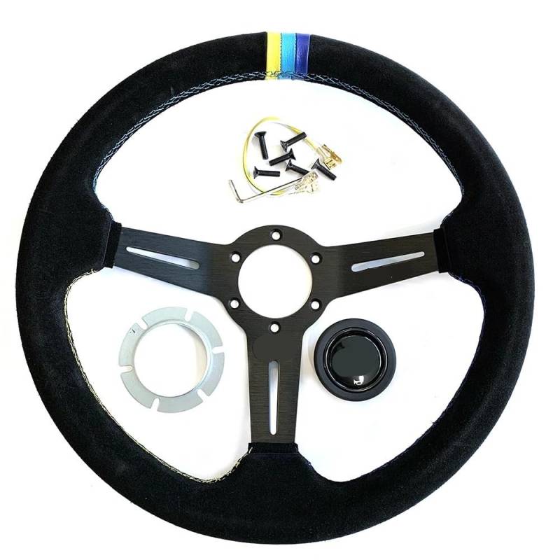 Sportlenkrad,Drifting Steering Wheel,Lenkrad Autolenkrad Wildleder Modifiziertes Rennlenkrad von QXYOGO
