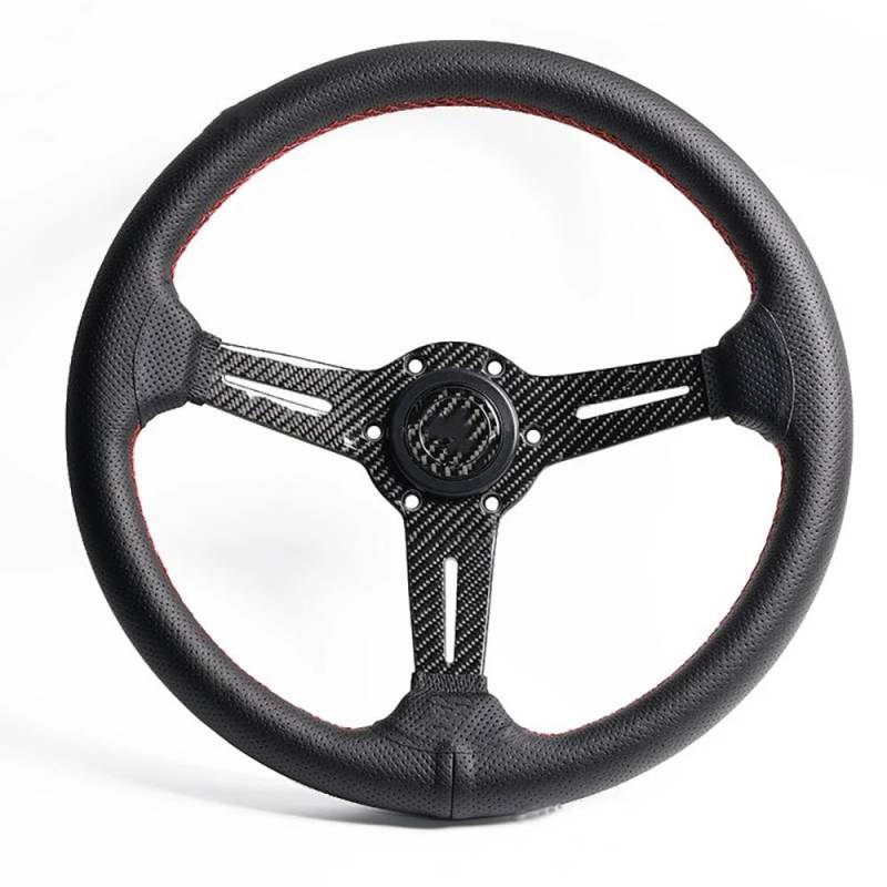Sportlenkrad,Drifting Steering Wheel,Lenkrad Racing Auto Modifizierte Quick Release Lenkrad 14 Zoll Carbon Fiber Halterung Flach Konkaven von QXYOGO