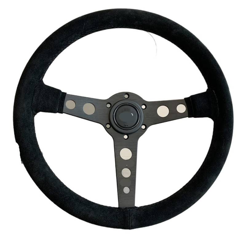 Sportlenkrad,Drifting Steering Wheel,Lenkrad Schwarzes Lenkrad 350MM Rennwagen-Lenkrad(Suede Leather) von QXYOGO