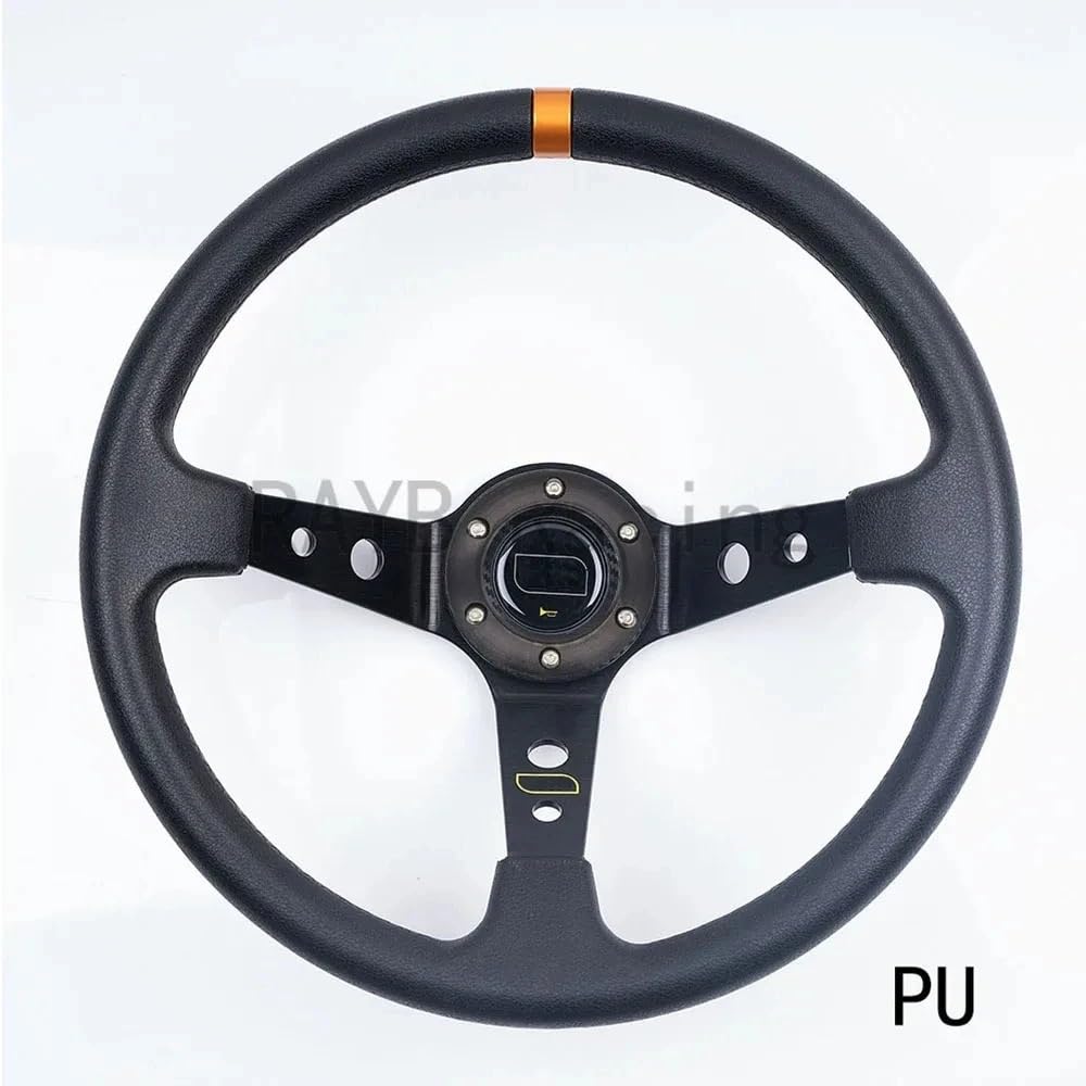 Sportlenkrad,Drifting Steering Wheel,Lenkrad Universal 14 Zoll 350mm PVC PU Auto Aluminium Racing Lenkräder Deep Corn Drifting Sport Auto Lenkrad(PU) von QXYOGO