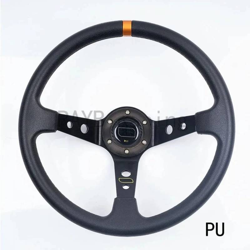 Sportlenkrad,Drifting Steering Wheel,Lenkrad Universal 14 Zoll 350mm PVC PU Auto Aluminium Racing Lenkräder Deep Corn Drifting Sport Auto Lenkrad(PU) von QXYOGO