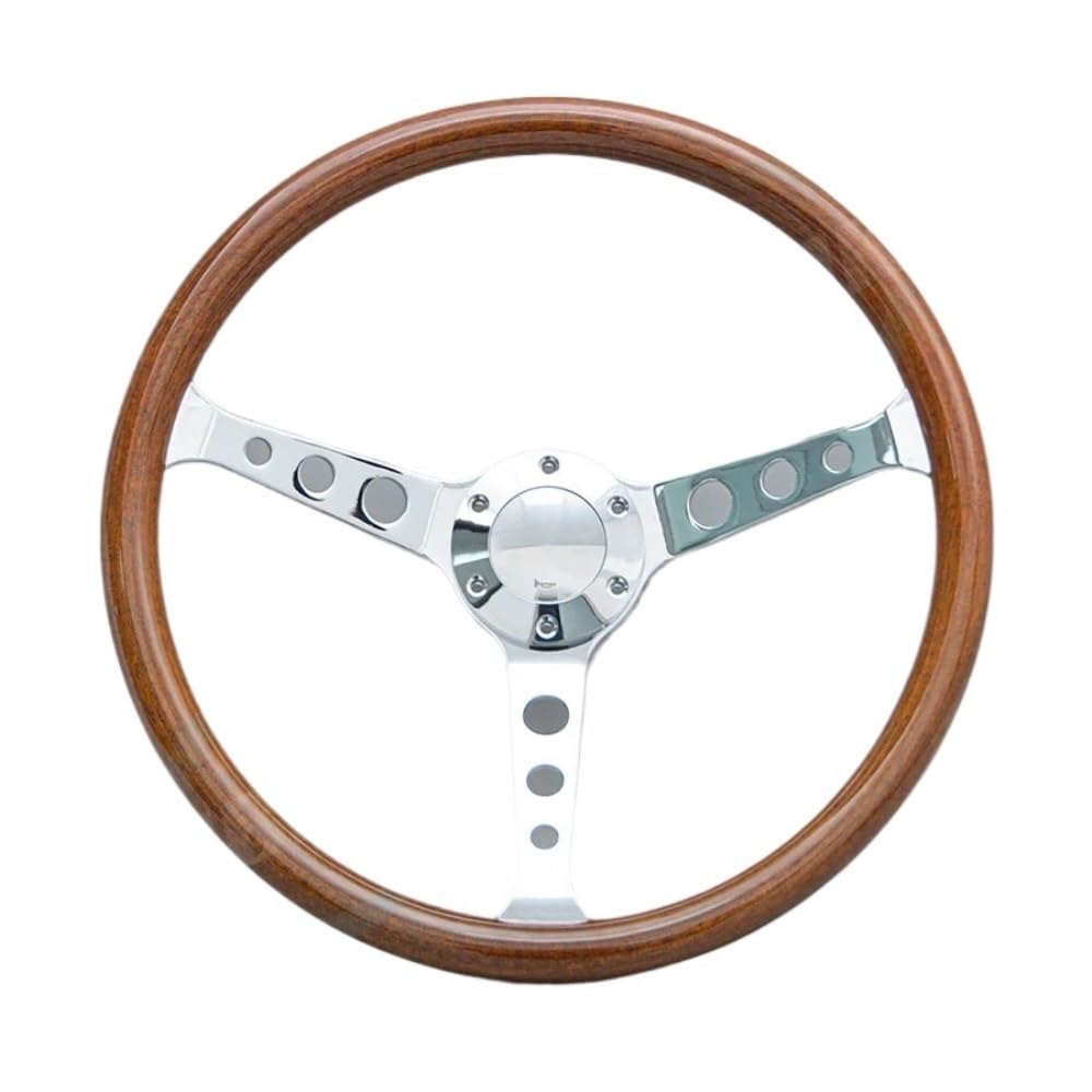 Sportlenkrad,Drifting Steering Wheel,Lenkrad Universal 15 Zoll Holz Stil Lenkrad Chrom Retro Auto Sport Lenkrad Sportlenkrad,Drifting Steering Wheel,Lenkrad Universal 15 Zoll Holz Stil Lenkrad Chrom Retro Auto Sport Lenkrad von QXYOGO