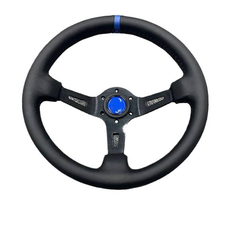 Sportlenkrad,Drifting Steering Wheel,Lenkrad Universal Lederlenkrad 13 Zoll Tiefe Lenkrad Accesorios Auto(Blue) von QXYOGO