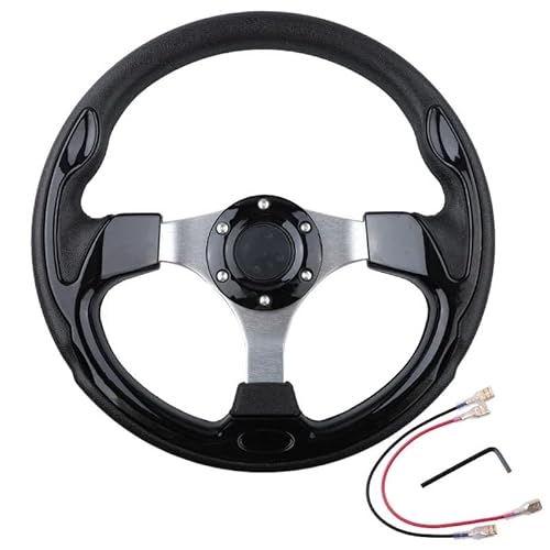 Sportlenkrad,Drifting Steering Wheel,Lenkrad Universal-Lenkrad 320 mm Rennwagen PVC-Aluminiumrahmen(Black) von QXYOGO