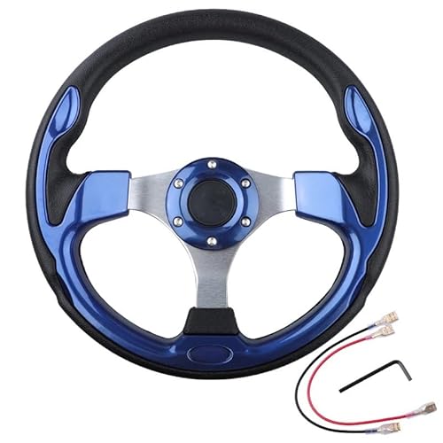 Sportlenkrad,Drifting Steering Wheel,Lenkrad Universal-Lenkrad 320 mm Rennwagen PVC-Aluminiumrahmen(Blue) von QXYOGO