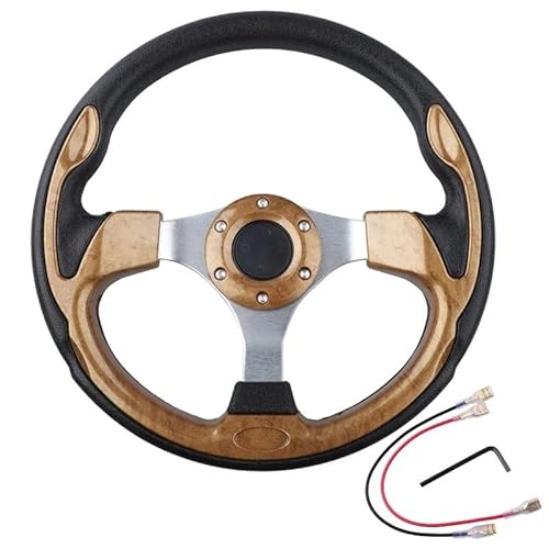 Sportlenkrad,Drifting Steering Wheel,Lenkrad Universal-Lenkrad 320 mm Rennwagen PVC-Aluminiumrahmen(Brown) von QXYOGO